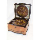 A 19th century walnut cased polyphon retailed by Douglas & Co of London with six 8" discs in ornate