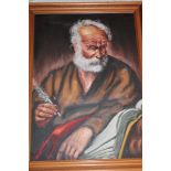 Artist Unknown - oil on canvas Bust portrait of an elderly scholar, indistinctly signed,