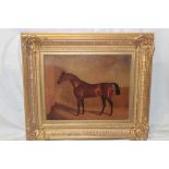 J**Pride - oil on canvas Study of a horse in a stable, inscribed to verso,