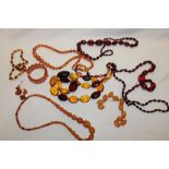 Various amber and amber-style bead necklaces