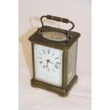 A French carriage clock by Barraclough & Sons Paris in brass traditional case