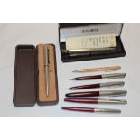 A selection of various collector's pens and pencils including Parker,