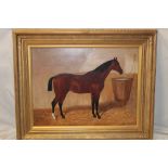 Waller Harrowina - oil on canvas Stable scene with a brown horse, signed and dated 1882,