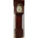 A 19th century longcase clock by S Harrison with 13" painted arched dial and 8-day movement in