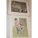 Eric Roberts - watercolour A study of a female nude in a chair, signed and dated 2010,