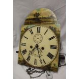A 19th century 8-day longcase clock movement and 12" painted arched dial by George Lewton of
