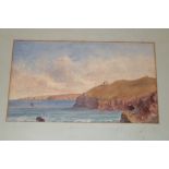 Artist Unknown - watercolour Cornish coastal scene,