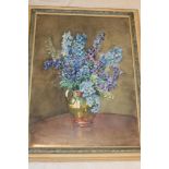 Marcella Smith - watercolour "Delphiniums", signed, labelled to verso,