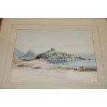 Artist Unknown - watercolour Channel Islands coastal scene,