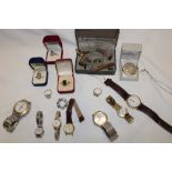 A selection of costume jewellery, gents wristwatches by Seiko, ladies wristwatches,