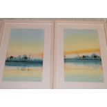 H**Brett - watercolours A pair of Egyptian Nile scenes, signed,