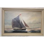 Tony Warren - oil on board Cornish fishing boat off the coast, signed,