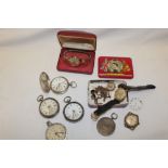 Four various gents silver cased wristwatches in varying conditions and a selection of wristwatches,