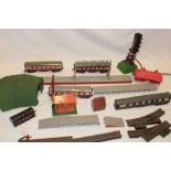 A selection of various 00 gauge railway items together with a Brimtoy signal box,