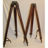 Two various Mine Surveyor's folding wooden tripods with adjustable legs (ex Camborne School of