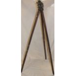 An old bronze mounted mahogany Mine Surveyor's tripod with detachable legs (ex Camborne School of