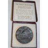 An iron Sinking of the Lusitania 1915 medal in original box