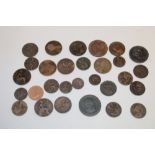 A selection of Georgian and Victorian copper coinage including 1862 halfpenny, 1797 cartwheel penny,