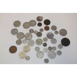 Various coins including 1907 silver half crown, 1906 half crown and various others,