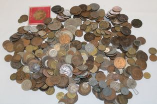 A large selection of mixed GB and Foreign coins including various 19th century examples