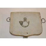 A white leather volunteer's document pouch of the 2nd Cornwall Rifle Volunteers with white metal