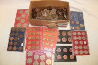 Various pre-decimal GB coinage including pennies, halfpennies, 1967 brass threepence set,