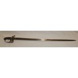 A 19th century Infantry Officer's sword with 32" single edged blade and brass mounted hilt