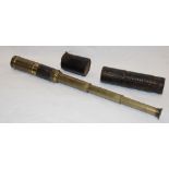A 3-draw pocket telescope with part leather cover