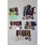 A selection of miniature medals in groups and singles including Air Crew Europe star,