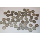 Fifty various pre-1947 silver florins