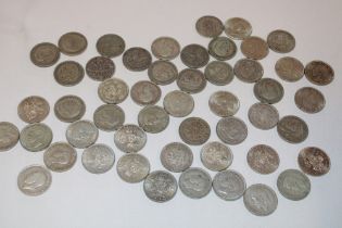 Fifty various pre-1947 silver florins