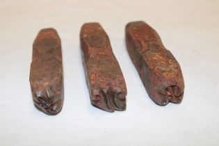 A set of three old iron letter punches "G-W-R" originally from the GWR Swindon Works