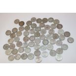 Approximately 60 pre-1947 silver shillings