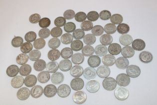 Approximately 60 pre-1947 silver shillings