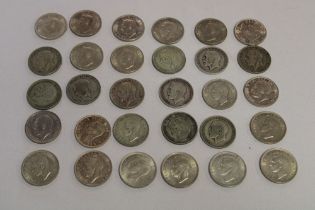 Thirty various pre-1947 silver half crowns