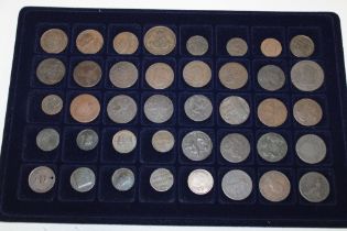 A tray of forty various tokens 17th-19th century including some silver examples and scarce issues