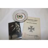 A First War Imperial German china dish with Iron Cross emblem dated 1914,