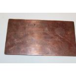 An original early 19th century Cornish mining copper bank note printing plate with engraved