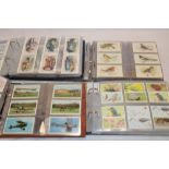 Four albums containing a large selection of various trade cards, tea cards,