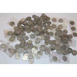 A selection of approximately 200 various pre-1947 silver shillings