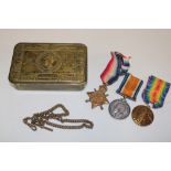 A First War 1914/15 star trio of medals awarded to No. 9075 Pte. C.