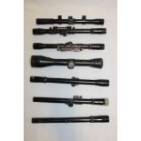 A selection of telescopic sights including Tasco, Kassnar and others etc.