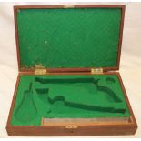 A wooden gun case to fit a pair of percussion revolvers with powder flask 17½" x 11"