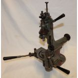 An unusual old Swiss watchmaker's milling/drilling machine marked "Made in Switzerland" 17" high