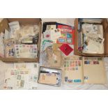 A box containing various World stamps, covers, first day covers, postcards etc.