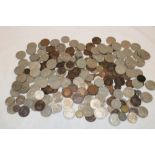 A box containing a large selection of GB pre-decimal coinage,