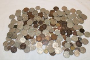 A box containing a large selection of GB pre-decimal coinage,