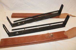 Two Mine Surveying sight level rules by Hilger & Watts Ltd in leather cases (ex Camborne School of
