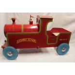 A 1950's Leeway wooden child's pedal train engine 44" long