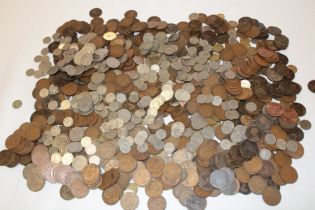 A large selection of various pre-decimal pennies, half pennies,